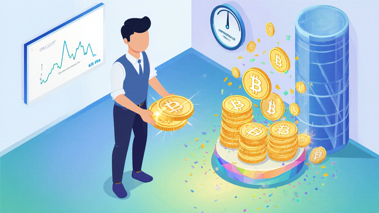 Nhà cung cấp thanh khoản nộp token, nhận LP token và đặt chúng vào yield farming, thưởng token rơi xuống.